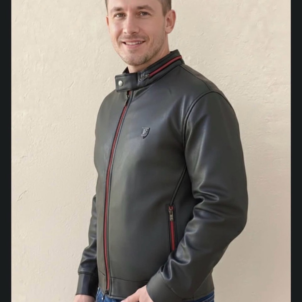 Ferrari Black Jacket with Red Trim Zip Front. Original Ferrari